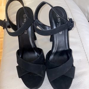 Never used black stiletto heel sandals size 8